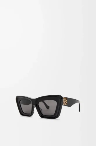 Lunettes de soleil œil-de-chat biseautées Noir