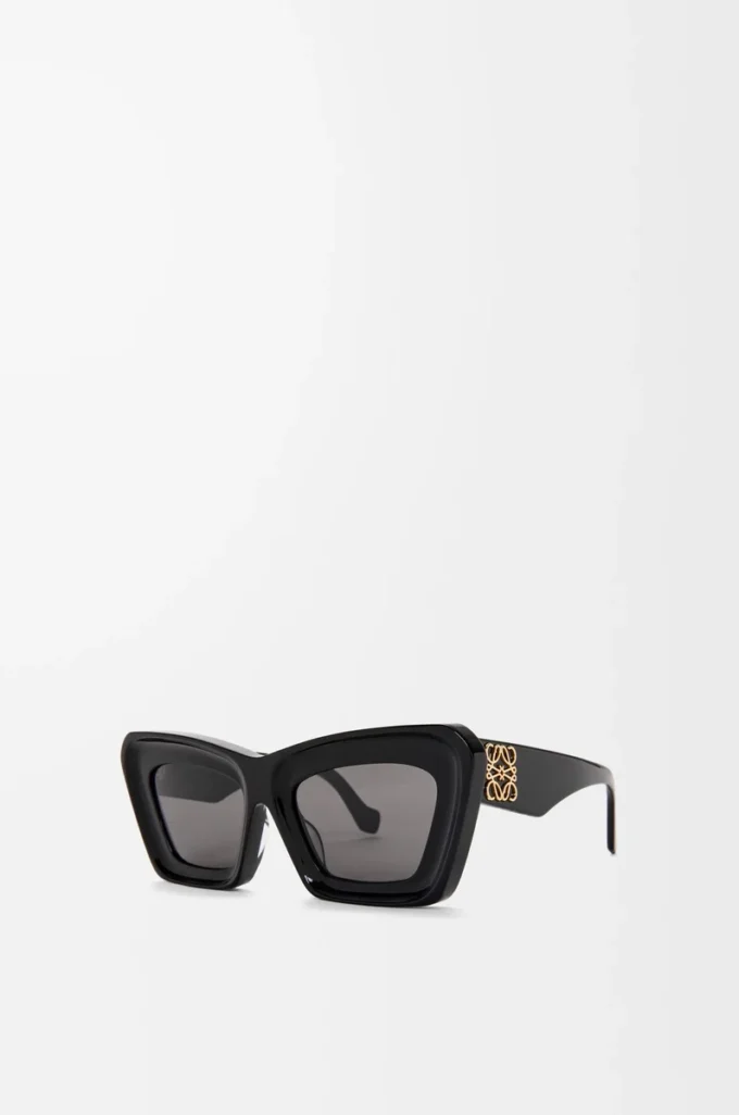 Lunettes de soleil œil-de-chat biseautées Noir