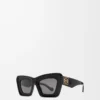 Lunettes de soleil œil-de-chat biseautées Noir