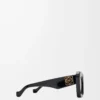 Lunettes de soleil œil-de-chat biseautées Noir