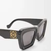 Lunettes de soleil œil-de-chat biseautées Noir