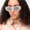 Lunettes de soleil ovales Maxi Anagram biseautées Blanc