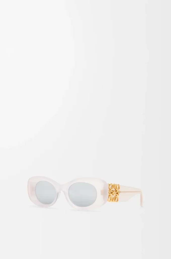 Lunettes de soleil ovales Maxi Anagram biseautées Blanc