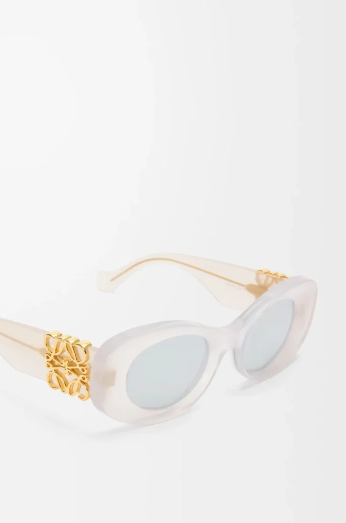 Lunettes de soleil ovales Maxi Anagram biseautées Blanc