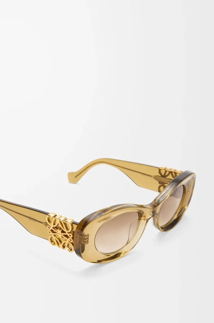 Lunettes de soleil ovales Maxi Anagram biseautées Transparent Olive