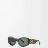 Lunettes de soleil ovales Maxi Anagram à bords biseautés vert foncé