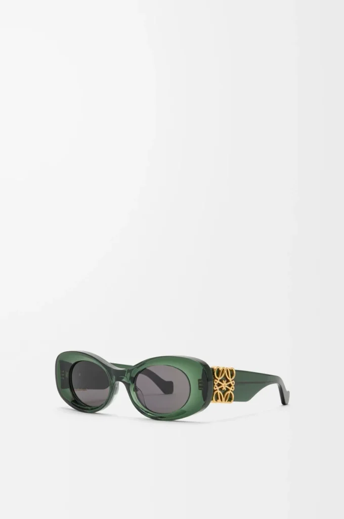 Lunettes de soleil ovales Maxi Anagram à bords biseautés vert foncé
