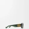 Lunettes de soleil ovales Maxi Anagram à bords biseautés vert foncé