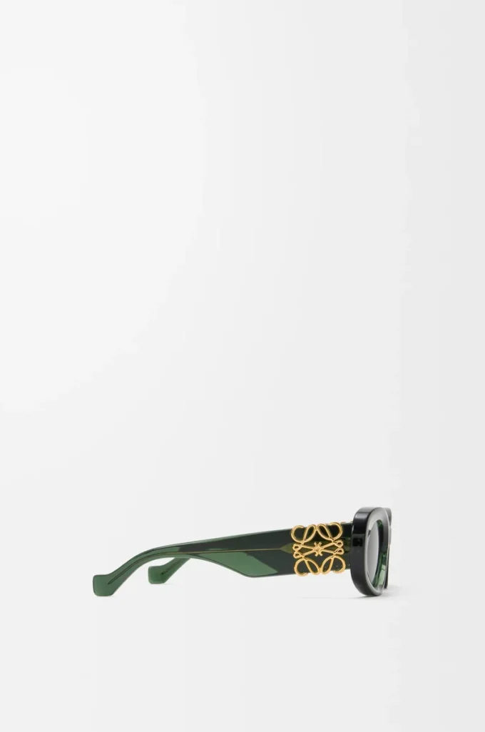 Lunettes de soleil ovales Maxi Anagram à bords biseautés vert foncé