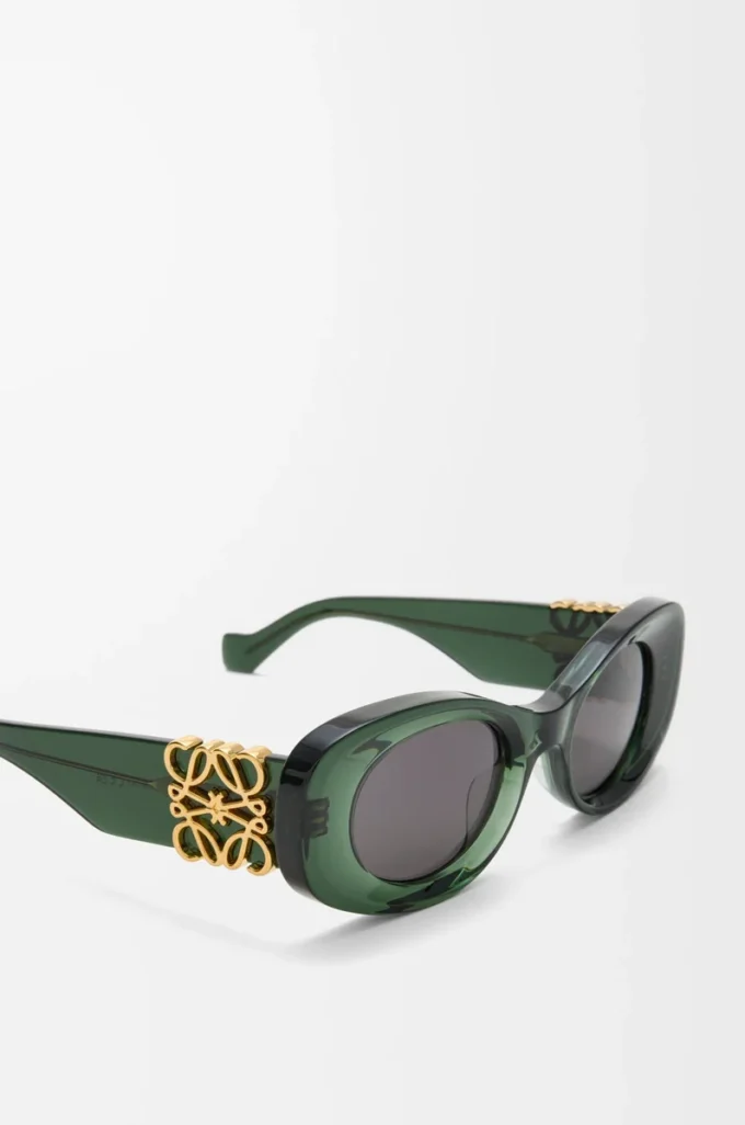 Lunettes de soleil ovales Maxi Anagram à bords biseautés vert foncé
