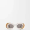 Lunettes de soleil ovales Pavé Gris perle/Blanc
