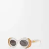 Lunettes de soleil ovales Pavé Gris perle/Blanc