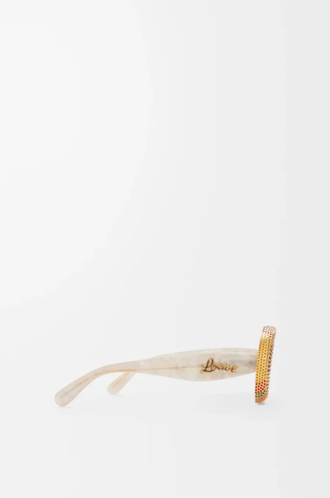 Lunettes de soleil ovales Pavé Gris perle/Blanc