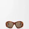 Lunettes de soleil pentagonales biseautées Havana