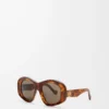 Lunettes de soleil pentagonales biseautées Havana