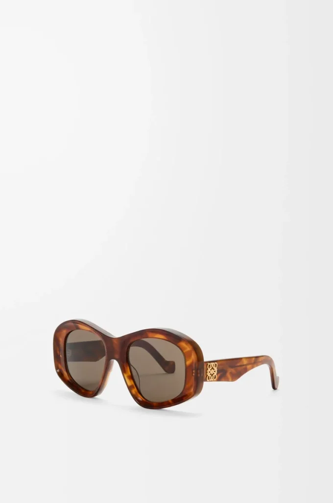 Lunettes de soleil pentagonales biseautées Havana