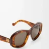 Lunettes de soleil pentagonales biseautées Havana