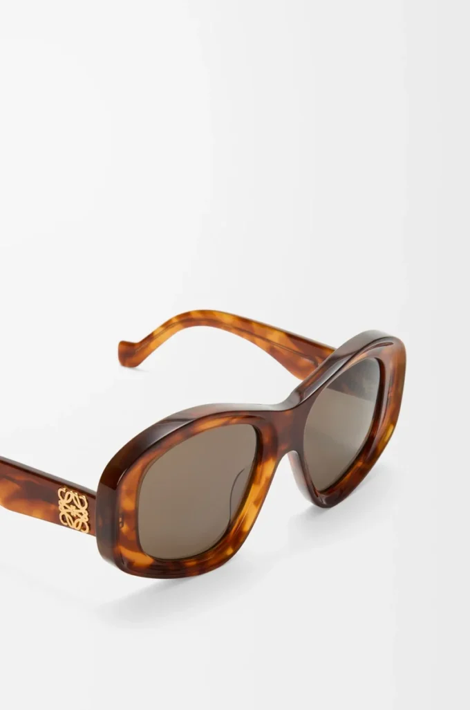 Lunettes de soleil pentagonales biseautées Havana