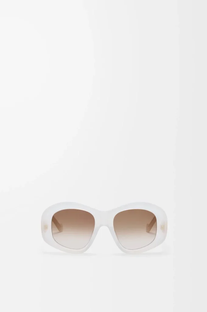 Lunettes de soleil pentagonales biseautées ivoire laiteux