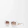 Lunettes de soleil pentagonales biseautées ivoire laiteux