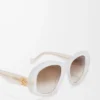 Lunettes de soleil pentagonales biseautées ivoire laiteux