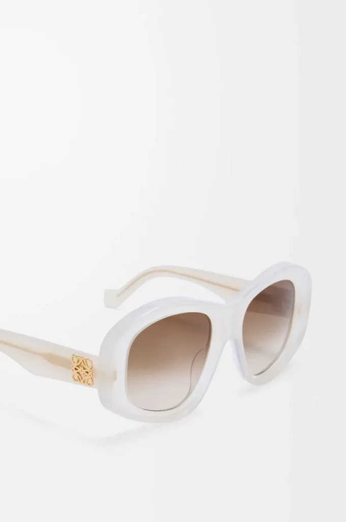 Lunettes de soleil pentagonales biseautées ivoire laiteux