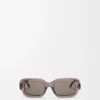 Lunettes de soleil rectangulaires fines Marron transparent