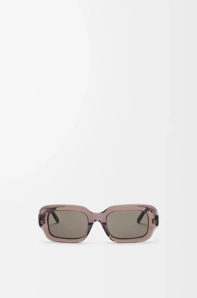 Lunettes de soleil rectangulaires fines Marron transparent