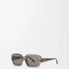Lunettes de soleil rectangulaires fines Marron transparent