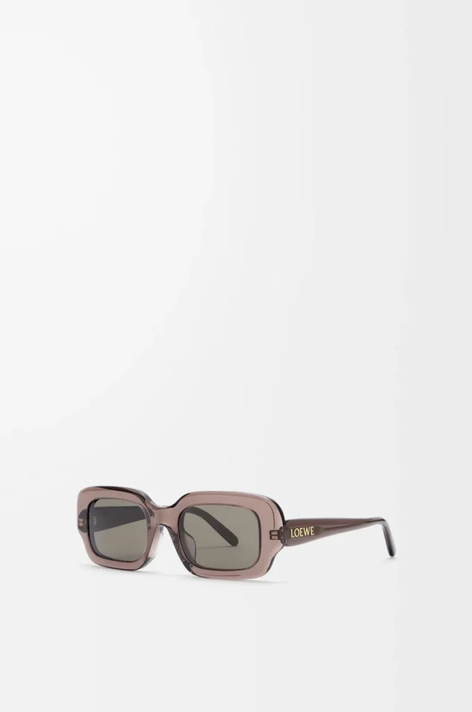 Lunettes de soleil rectangulaires fines Marron transparent