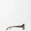 Lunettes de soleil rectangulaires fines Marron transparent