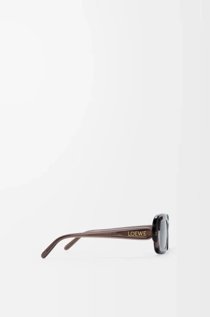 Lunettes de soleil rectangulaires fines Marron transparent