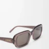 Lunettes de soleil rectangulaires fines Marron transparent Lunettes de soleil rectangulaires fines Marron transparent