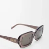 Lunettes de soleil rectangulaires fines Marron transparent