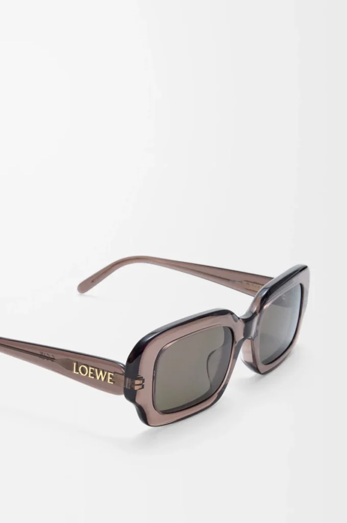 Lunettes de soleil rectangulaires fines Marron transparent