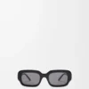 Lunettes de soleil rectangulaires fines Noir