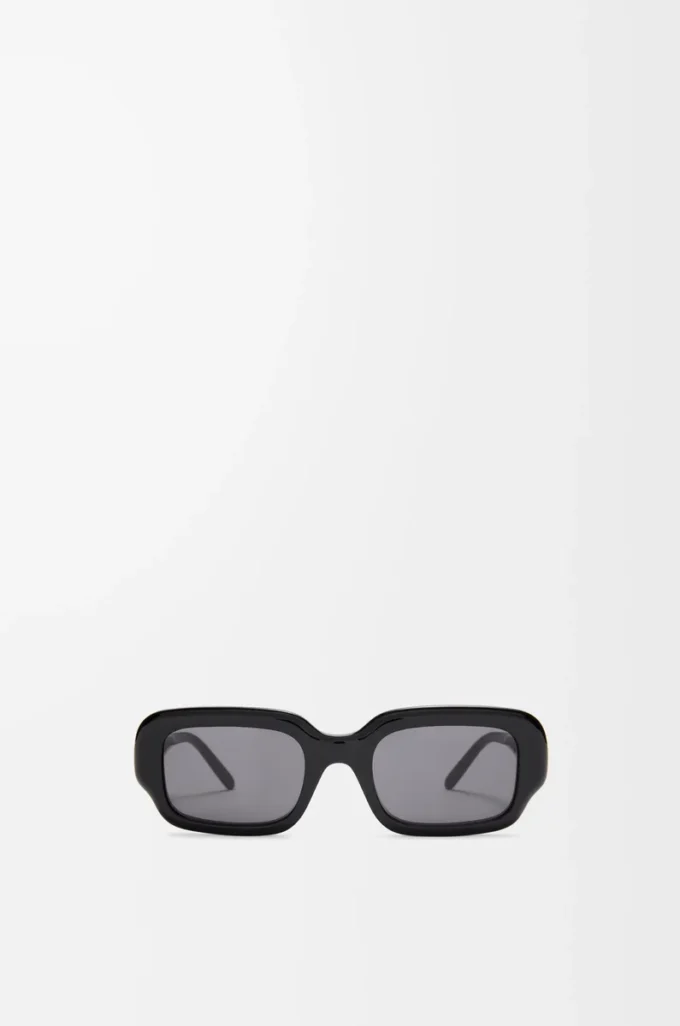 Lunettes de soleil rectangulaires fines Noir