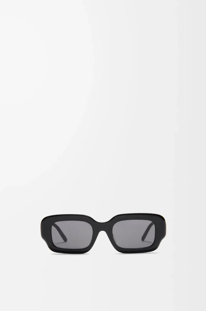 Lunettes de soleil rectangulaires fines Noir
