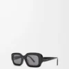Lunettes de soleil rectangulaires fines Noir