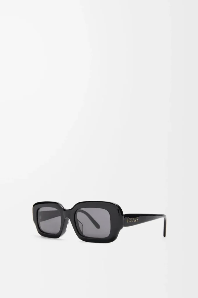 Lunettes de soleil rectangulaires fines Noir