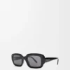 Lunettes de soleil rectangulaires fines Noir