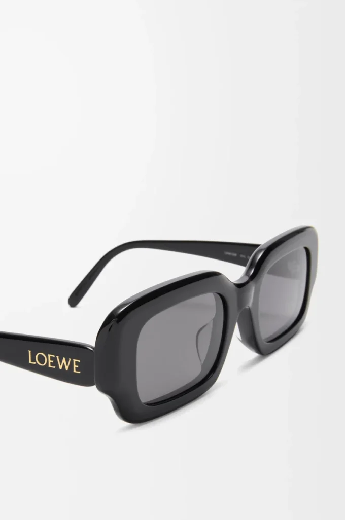Lunettes de soleil rectangulaires fines Noir