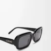 Lunettes de soleil rectangulaires fines Noir