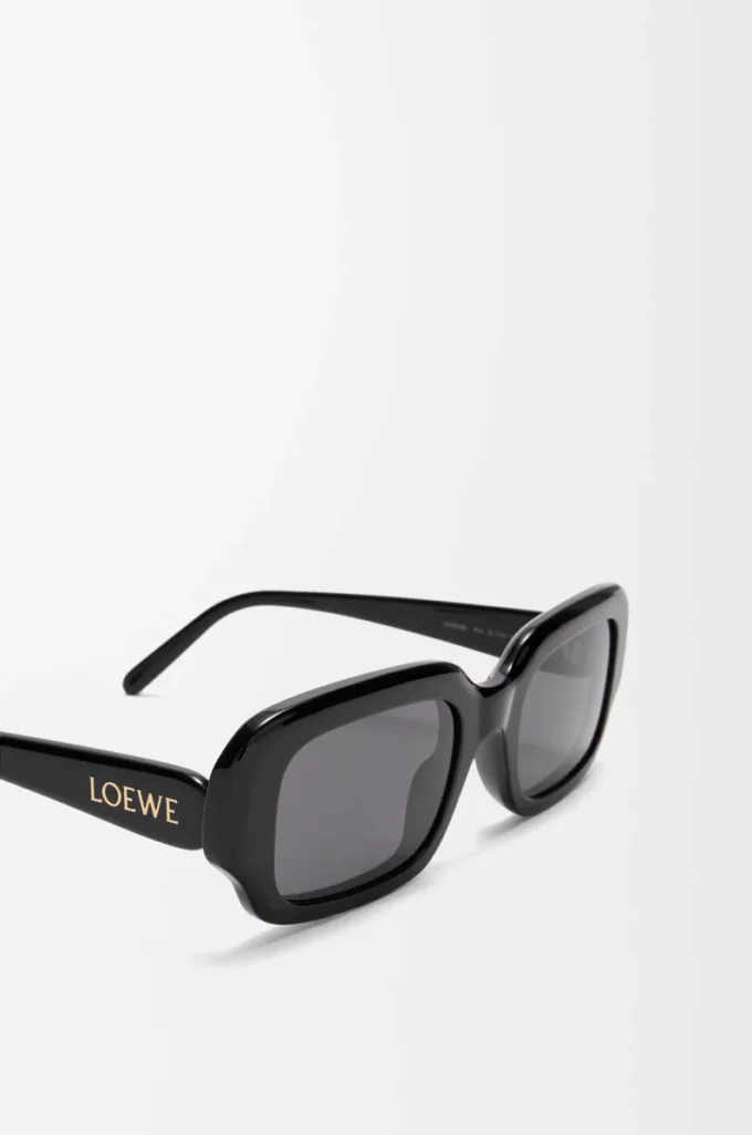 Lunettes de soleil rectangulaires fines Noir