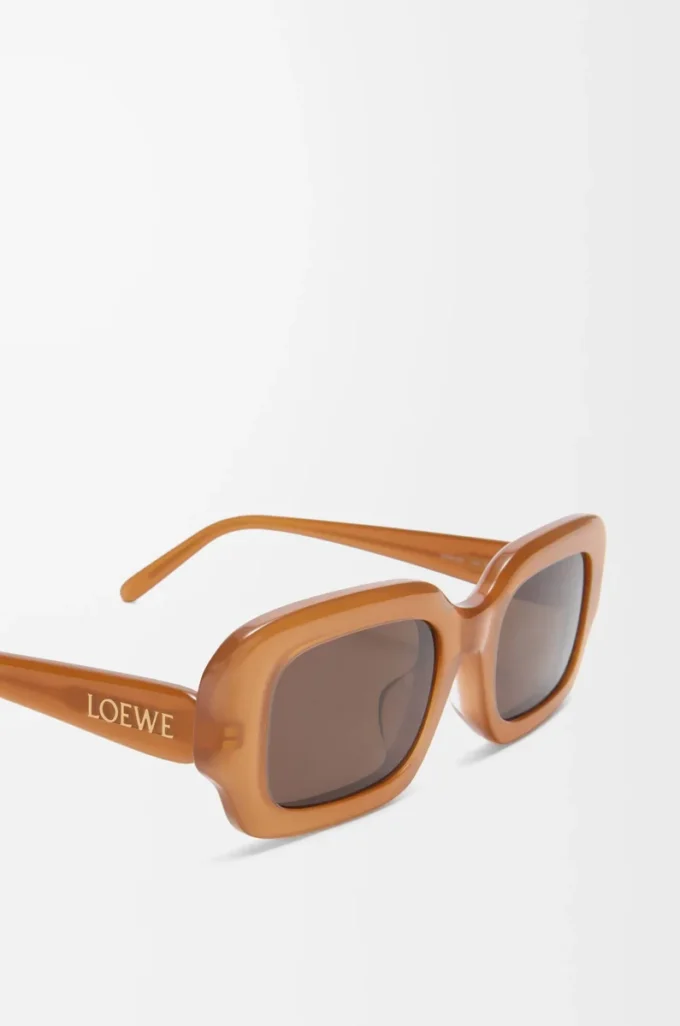 Lunettes de soleil rectangulaires Slim Caramel clair