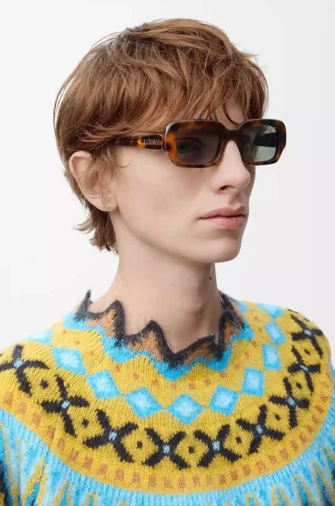 Lunettes de soleil rectangulaires Slim Havane