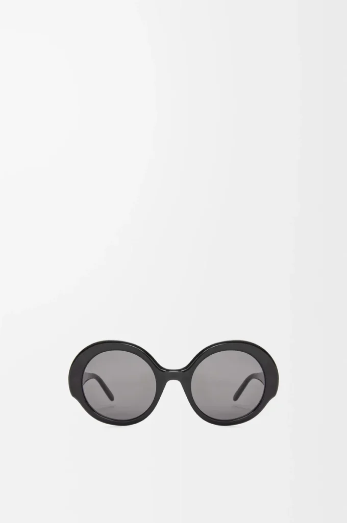 Lunettes de soleil rondes fines Noir