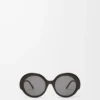Lunettes de soleil rondes fines Noir