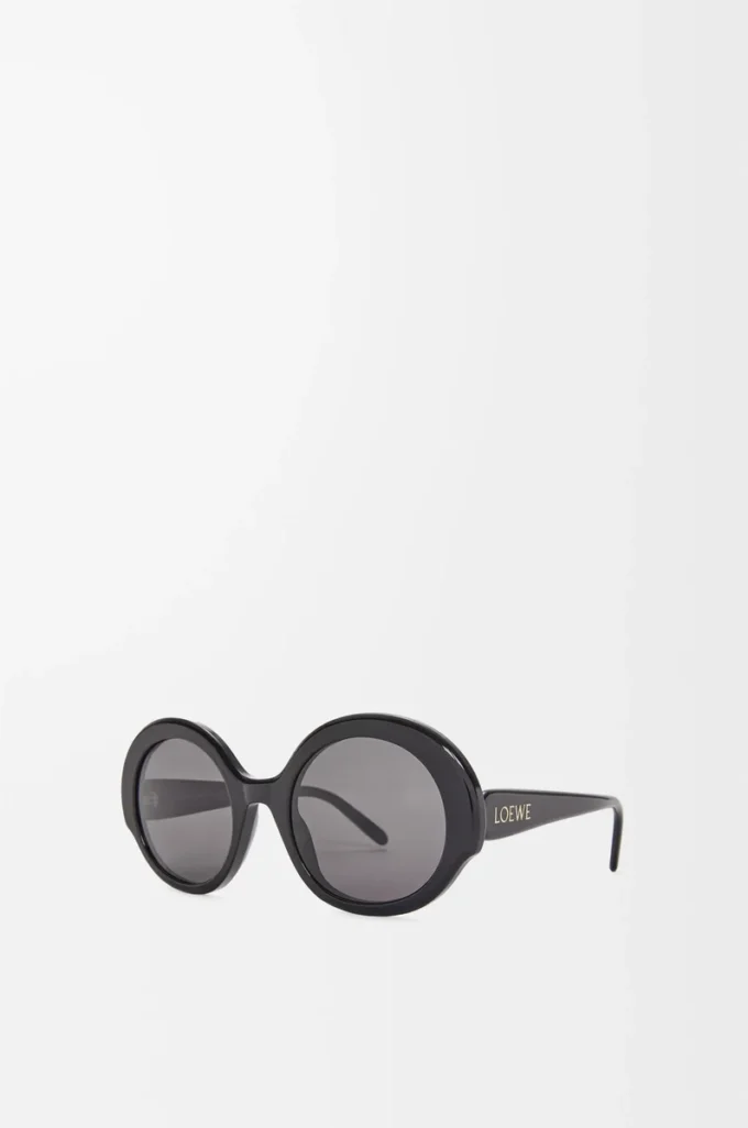 Lunettes de soleil rondes fines Noir