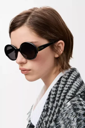 Lunettes de soleil rondes fines Noir